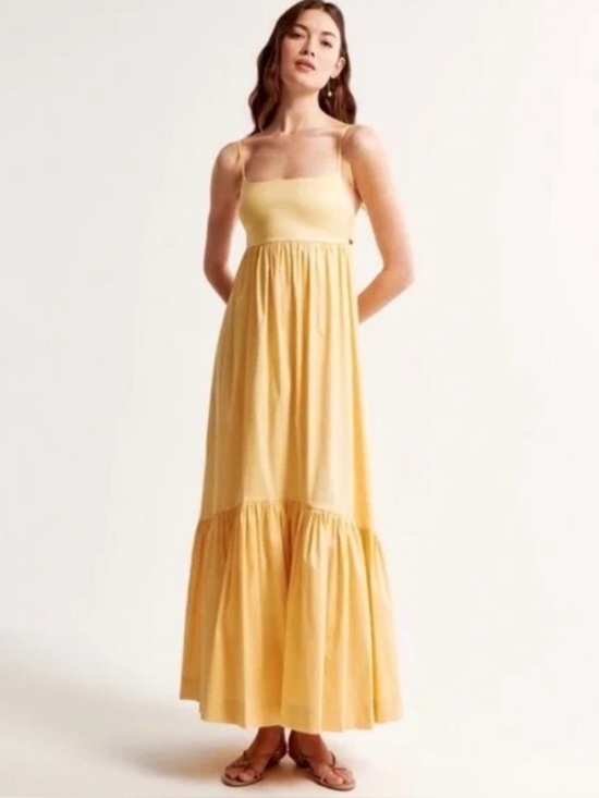 Abercrombie & Fitch Dresses & Skirts - Abercrombie & Fitch Drama Bow-Back Taffeta Maxi Dress - Sunny Yellow - Size M